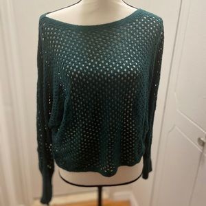EXPRESS Teal Knit Off-Shoulder Sweater